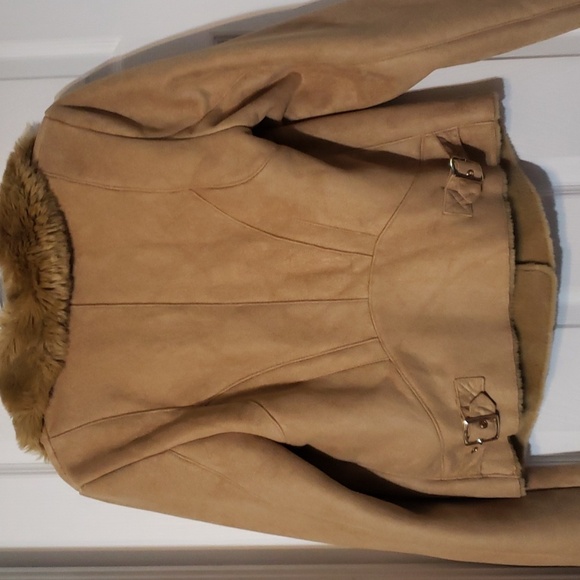 Chico's shearling jacket faux suede with faux fur lining - Picture 9 of 9